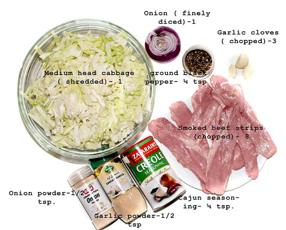 Fried cabbage ingredients