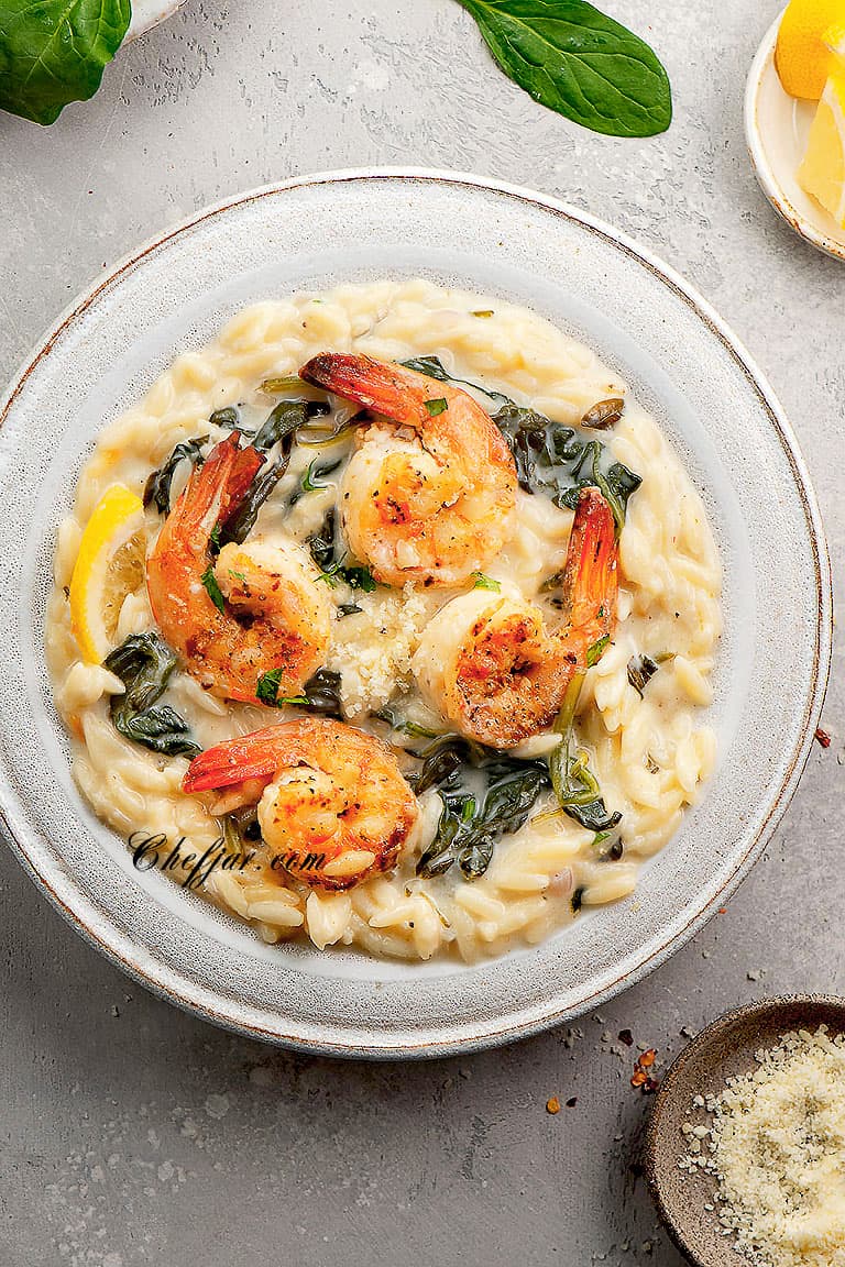 shrimp scampi with orzo