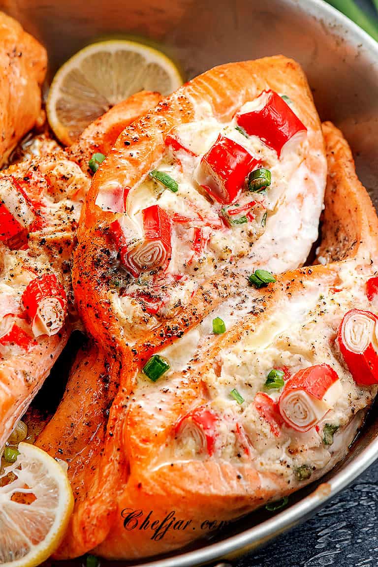 crab stuffed salmon recipe