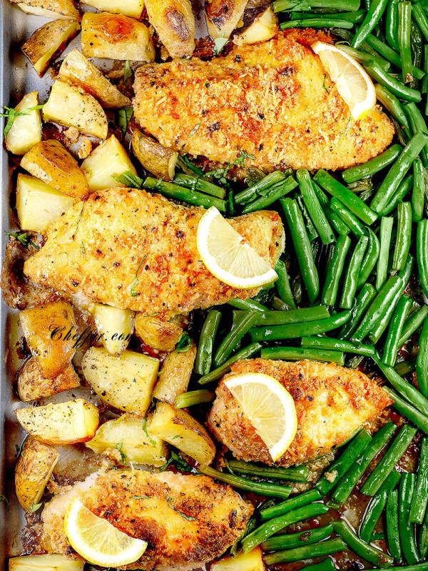 crispy parmesan baked chicken milanese & veggies
