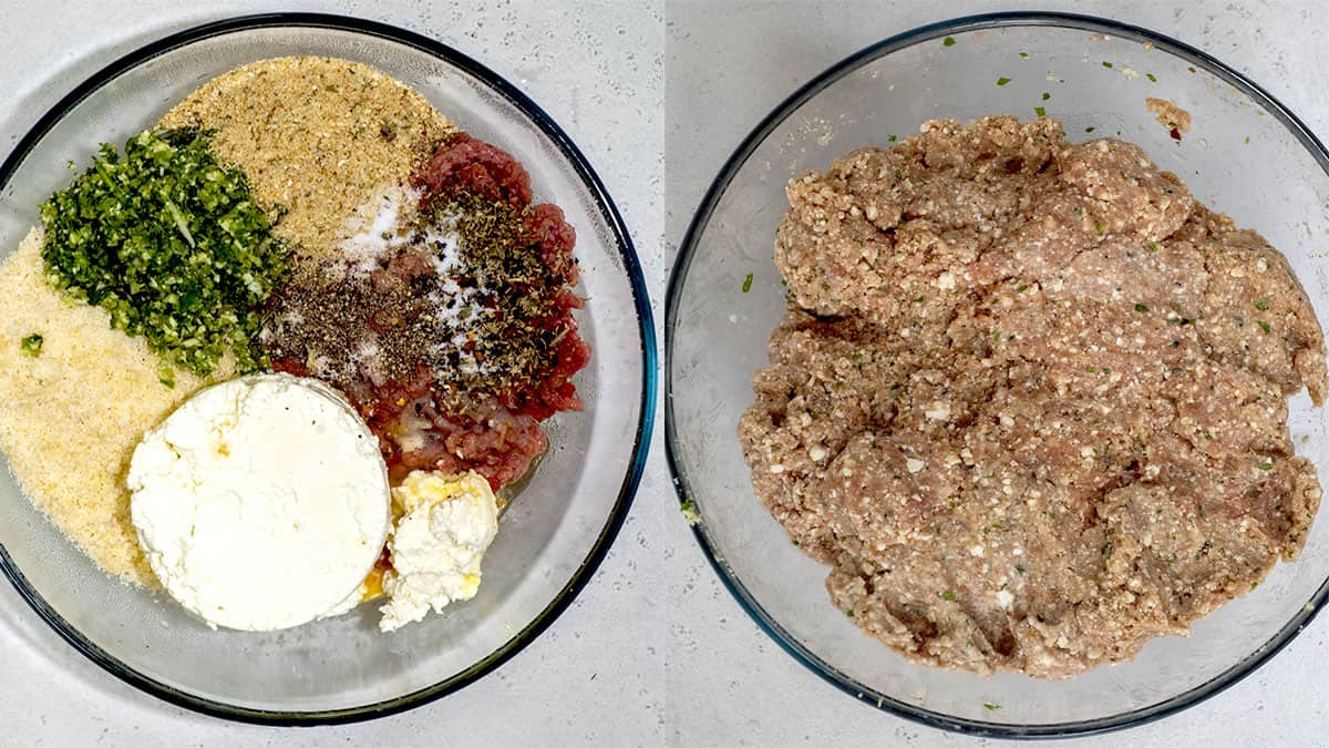 combine all the ingredients for ricotta meatloaf