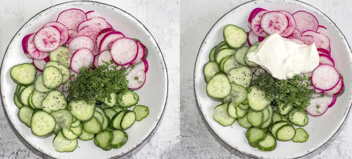 how to make cucumber radish dill salad