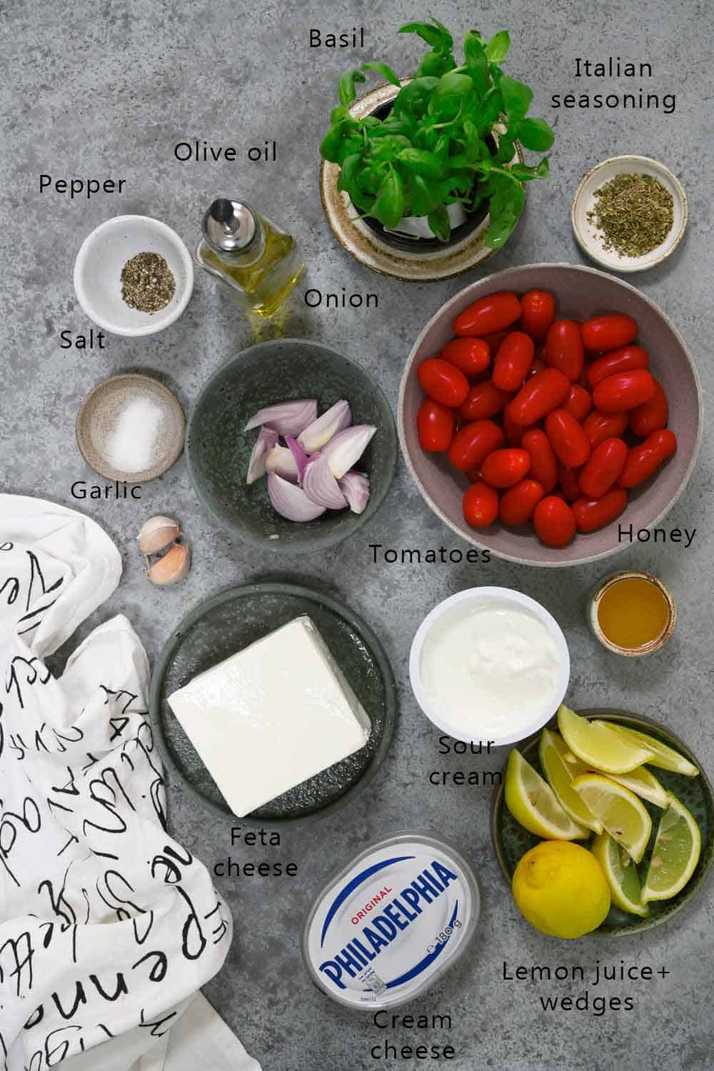 ingredients for whipped feta dip
