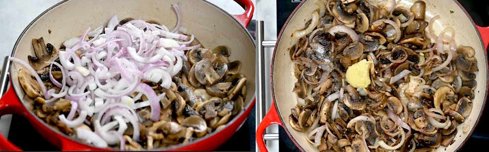 sauteing mushrooms and onions