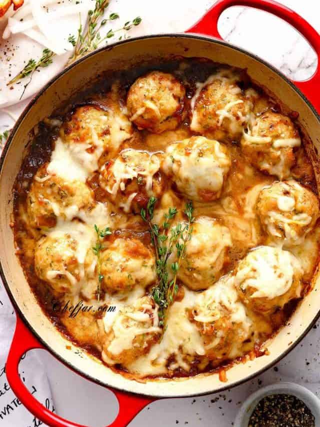 How to make French onion meatballs