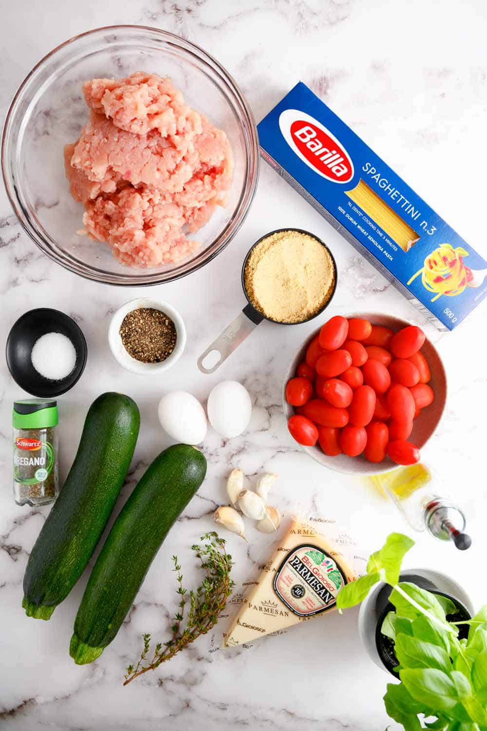 ingredients for Italian chicken meatballs