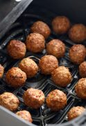 air fried meatballs in air fryer basket