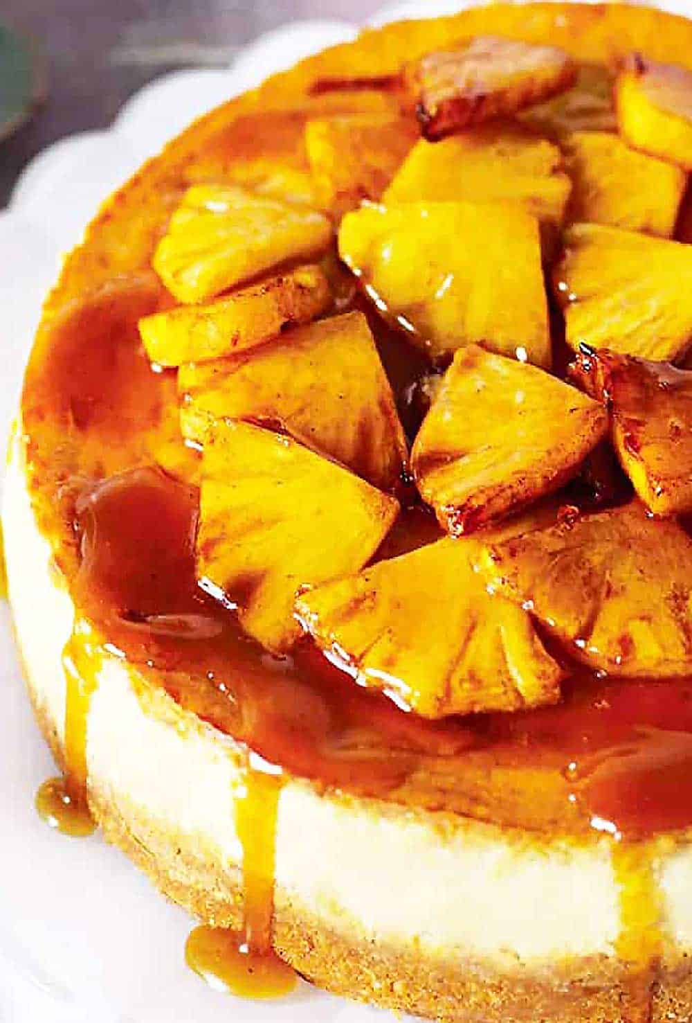 cheesecake topping made of caramelized pineapple pieces