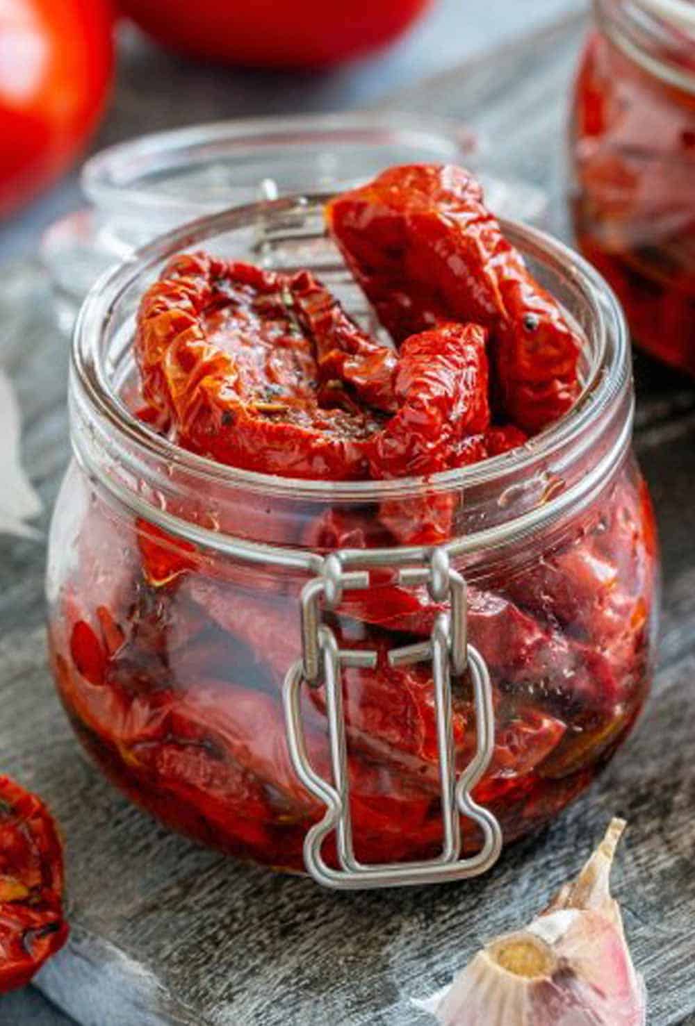 sun dried tomatoes in a jar