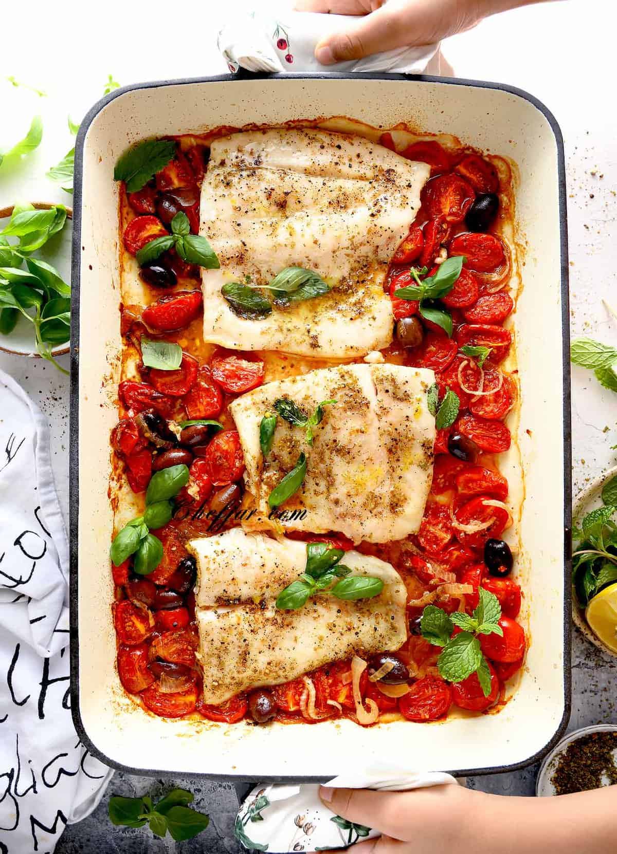 One-pan Fish and Tomatoes