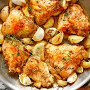 This garlic lemon chicken is an awesome recipe of lemony chicken with tons of garlic. The trick here is that we’re using chicken thighs, which are packed with flavor and are wonderfully tender. Minimum ingredients. Maximum flavor.
