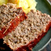 meatloaf served with mashed potatoes