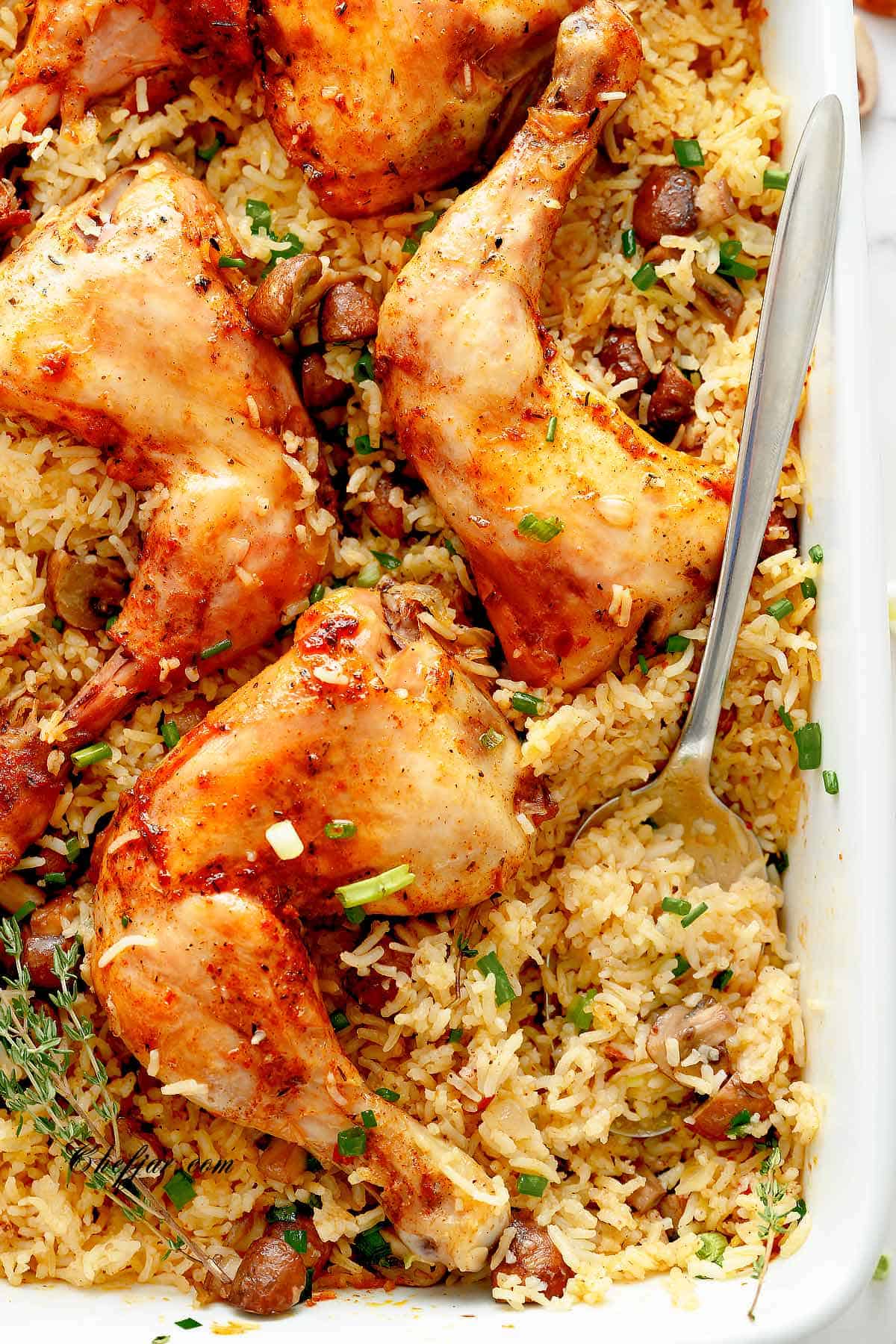 Baked Chicken Legs and Rice