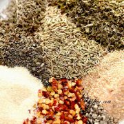 A square image of seasoning blend of spices for spaghetti.