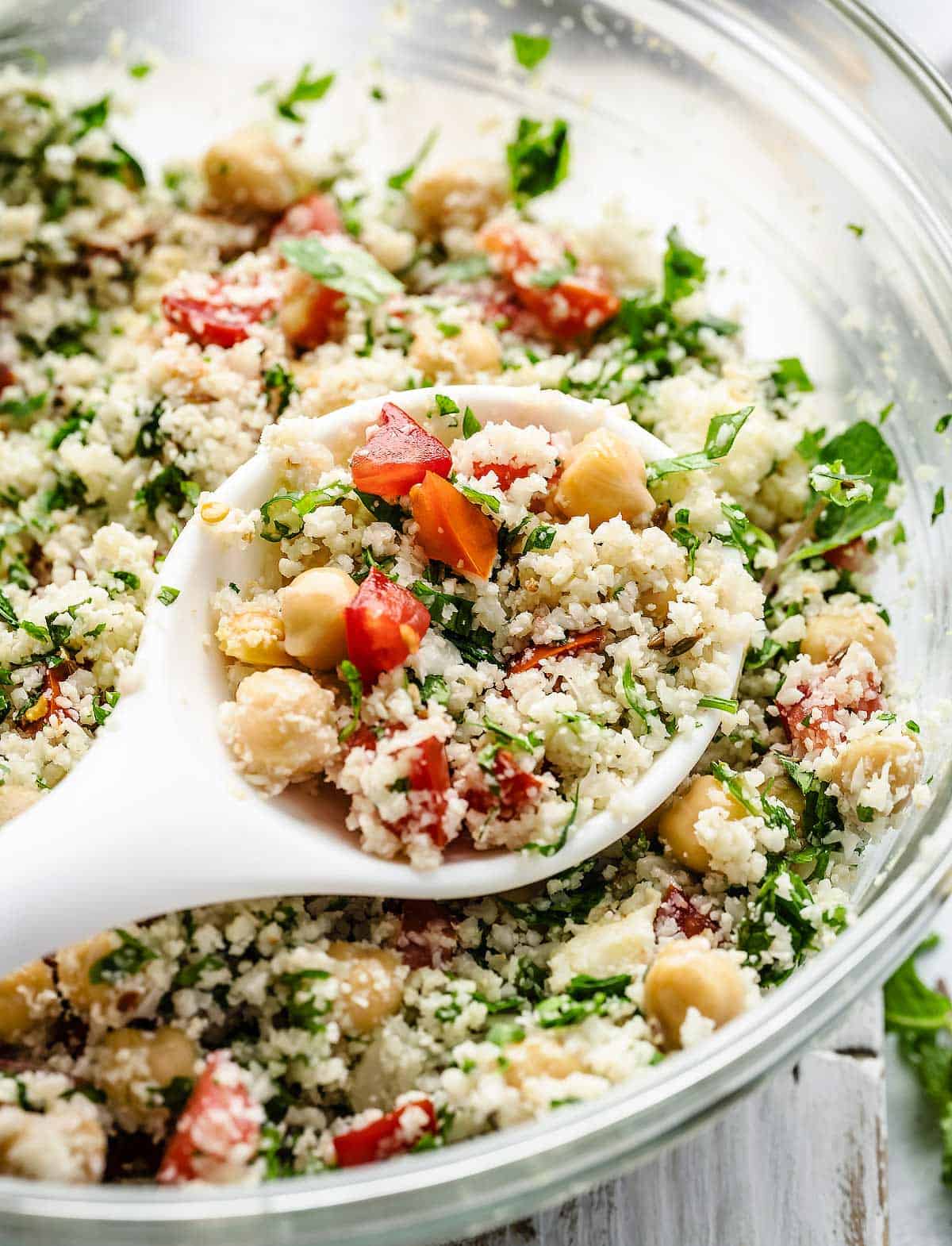 Cauliflower Tabbouleh Salad in a large bowl