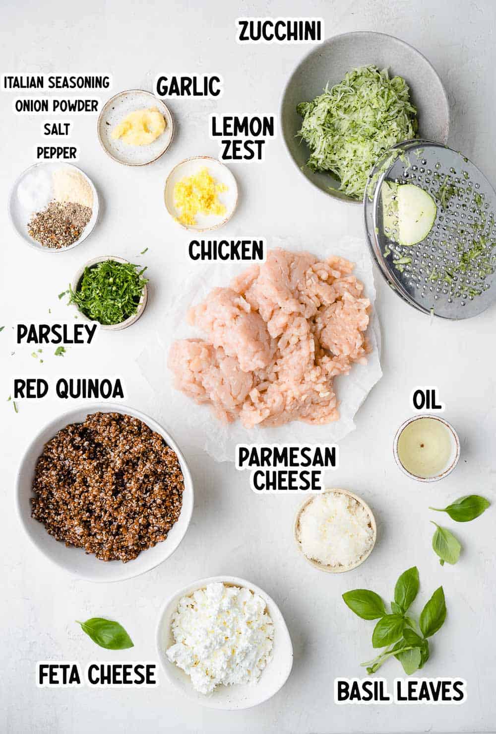 Ingredients for Chicken zucchini meatballs