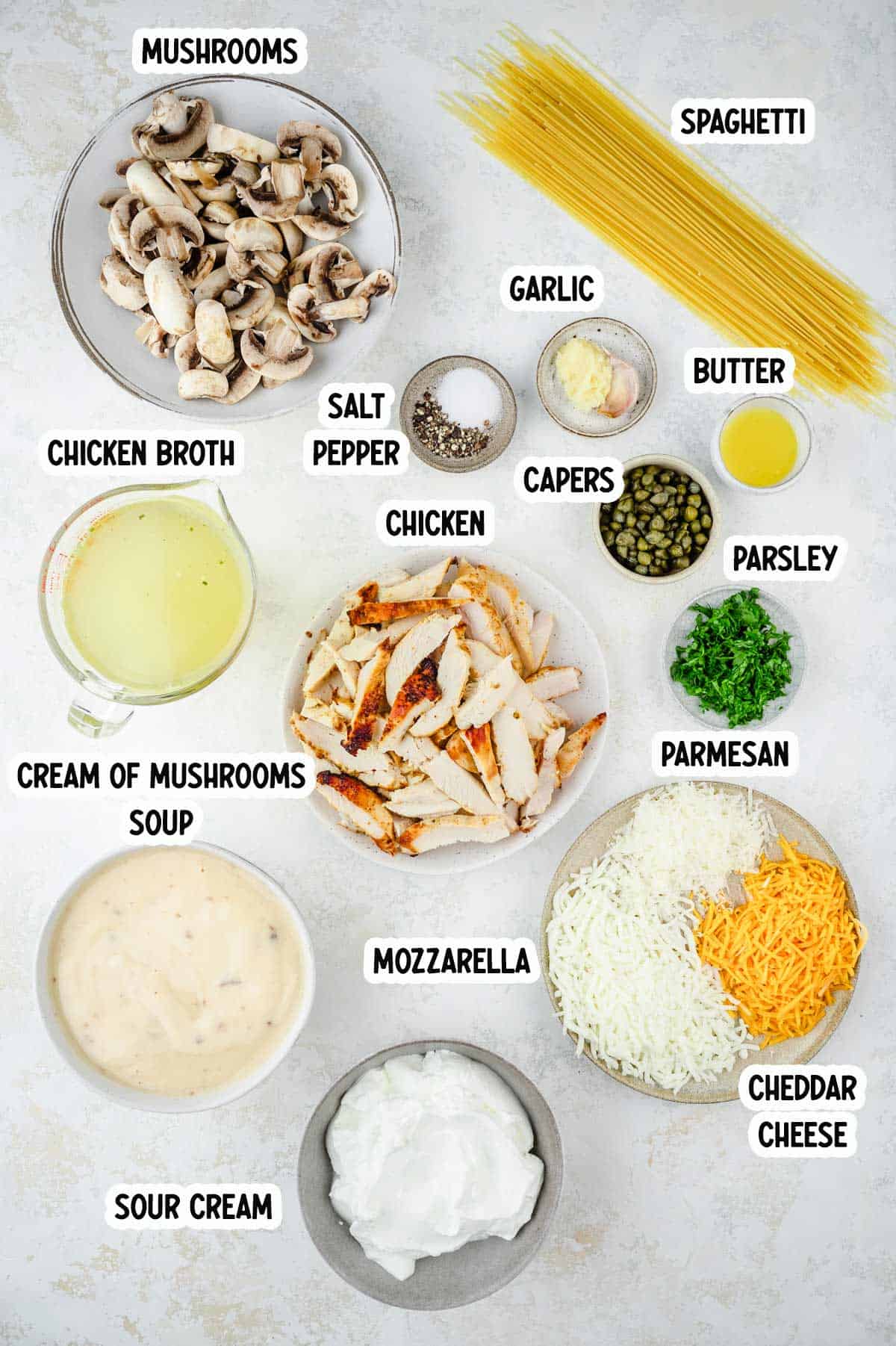 ingredients to make chicken tetrazzini