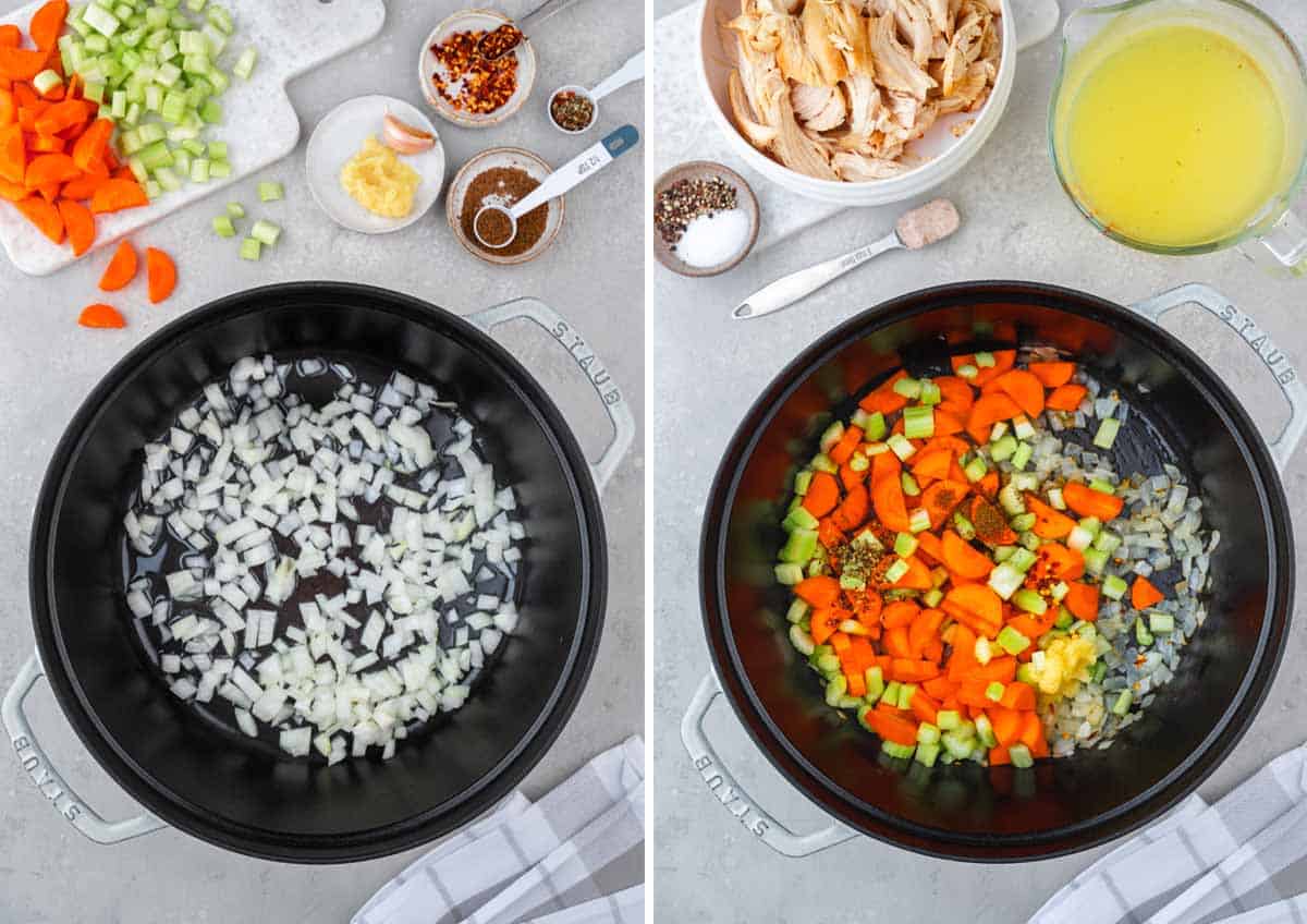 A collage shows how to make French-style mirepoix.