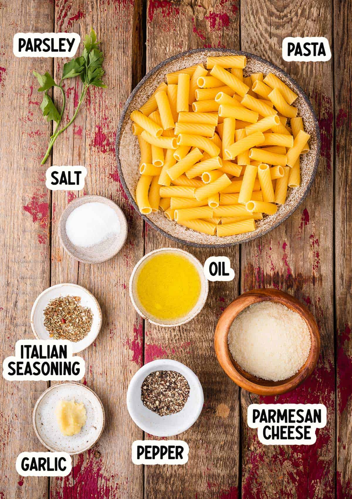 Ingredients to make pasta chips in air fryer/