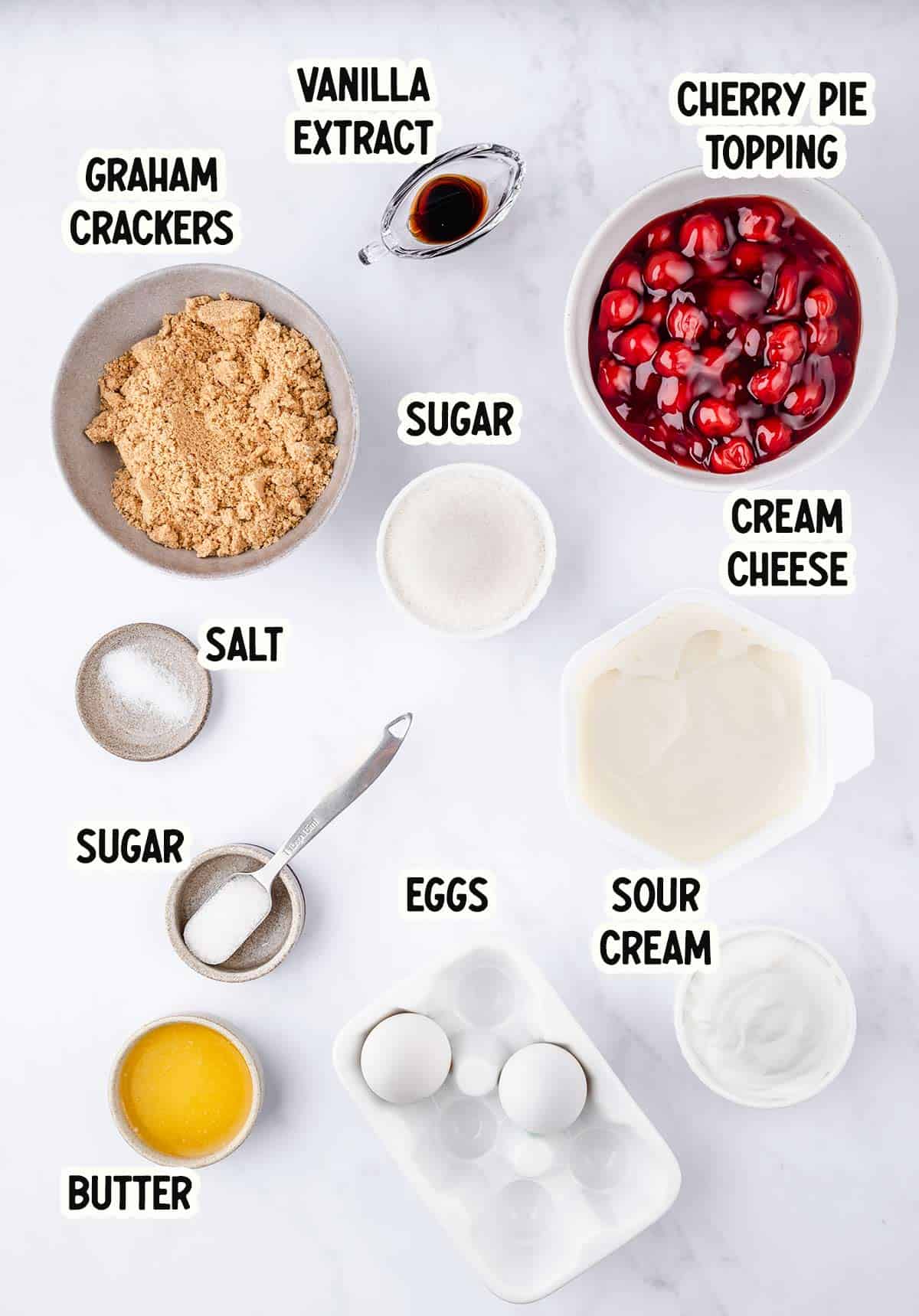 Ingredients to make cheesecake
