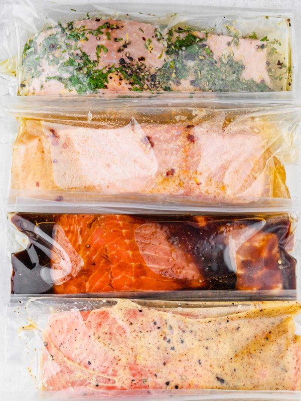 salmon marinades in plastic bags