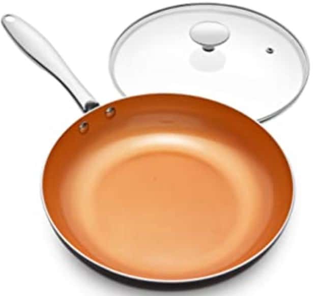 Michelangelo 12 Inch Non-stick Copper Frying Pan With Lid