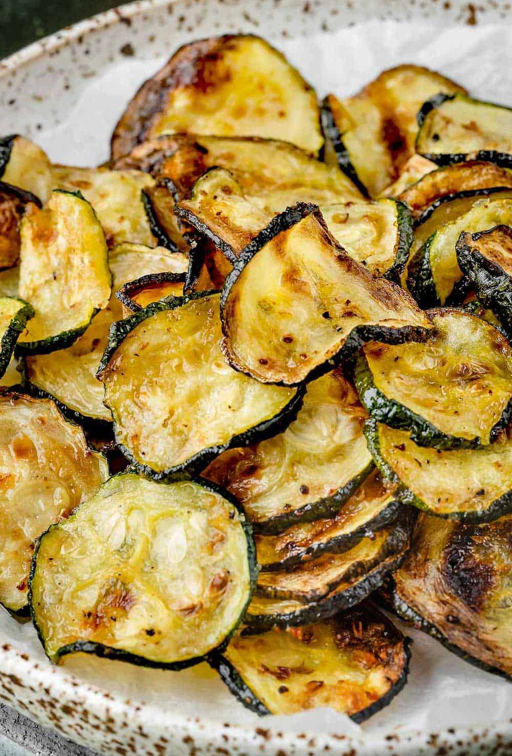 air fryer zucchini chips on a plate