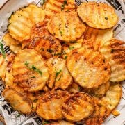 Air-fried potato chips with seasonings in a bowl.