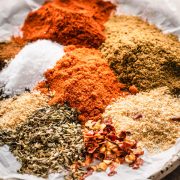 The spices for Tex Mex seasoning are neatly arranged and ready to be mixed.