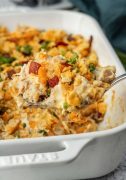 A spoonful of Crack Chicken Casserole.