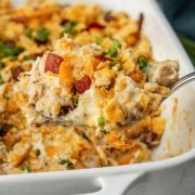 A spoonful of Crack Chicken Casserole.