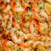 Close-up image of Baked Shrimp Scampi with Bread Crumbs.