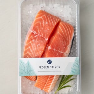 Frozen Salmon in Packaging.